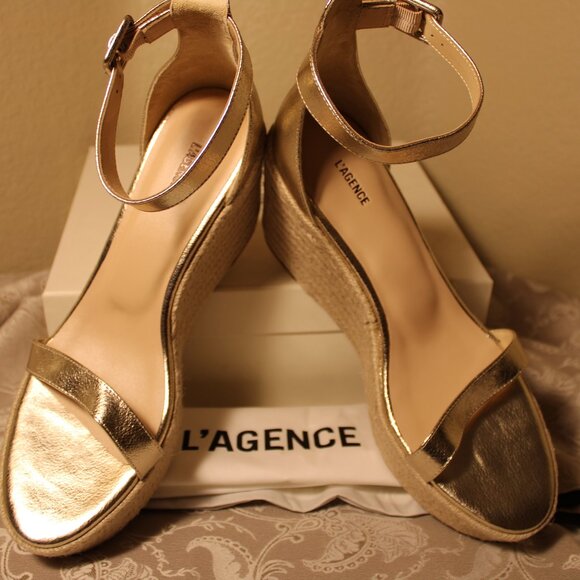 L'AGENCE Leather Avice Espadrille Wedges - Picture 8 of 9